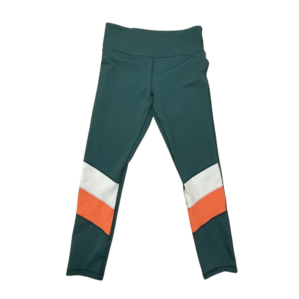 Zyia Active Womens 8-10 Medium Cropped Capri Green Colorful Striped 24" Leggings